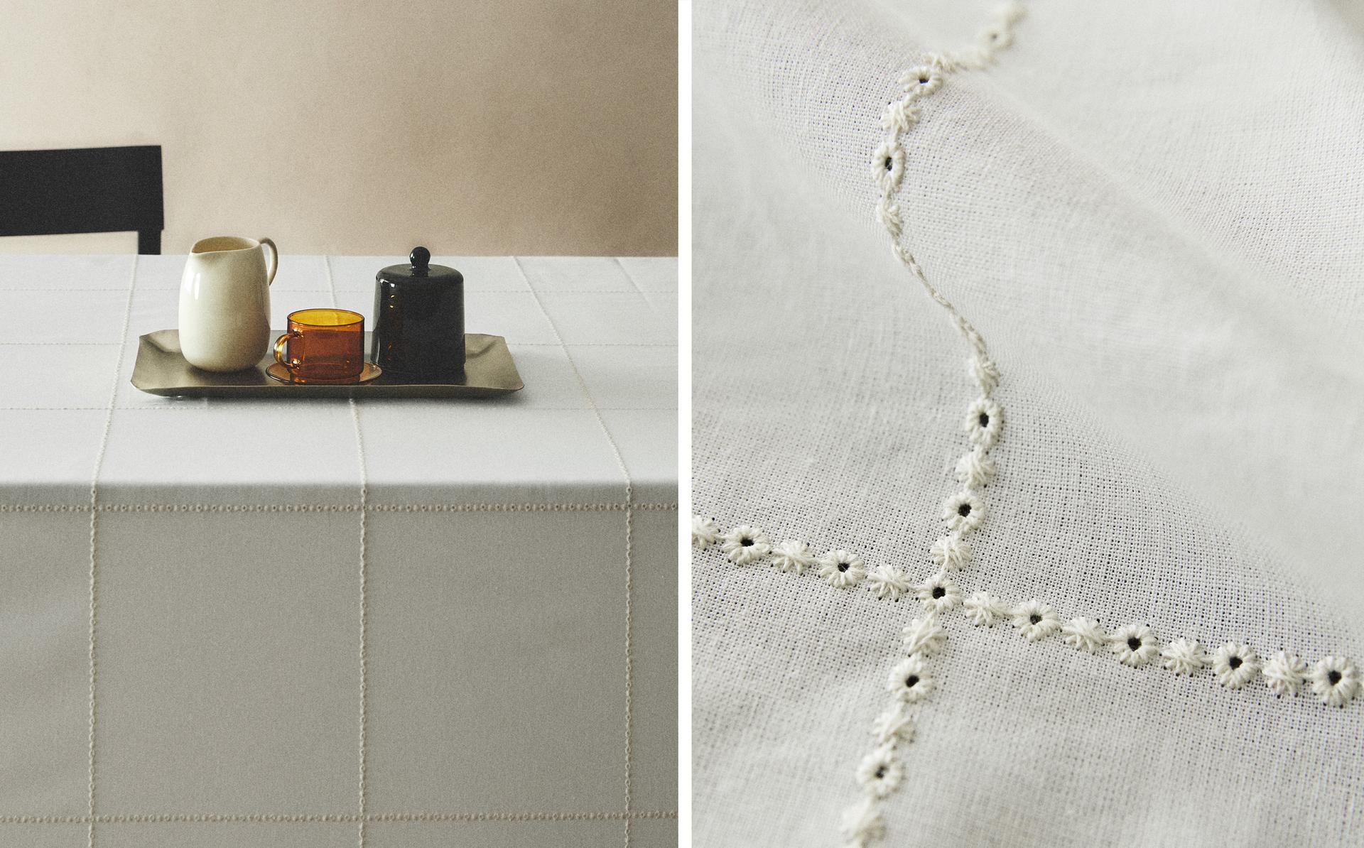 TOALHA DE MESA COM INSERÇÃO E BORDADO FLORAL TOALHA DE MESA COM INSERÇÃO E BORDADO FLORAL