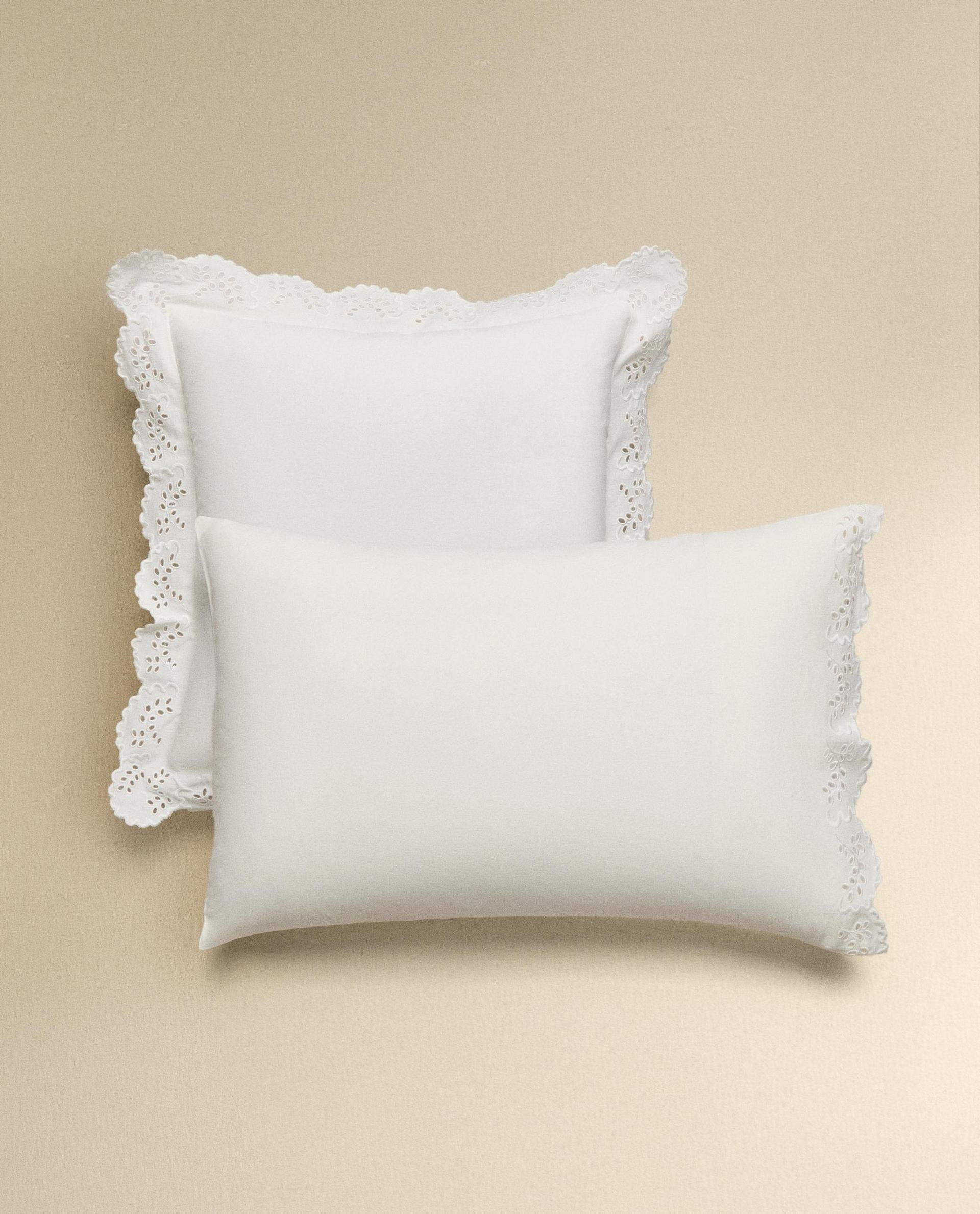 EMBROIDERED PILLOWCASE WITH TRIM EMBROIDERED PILLOWCASE WITH TRIM