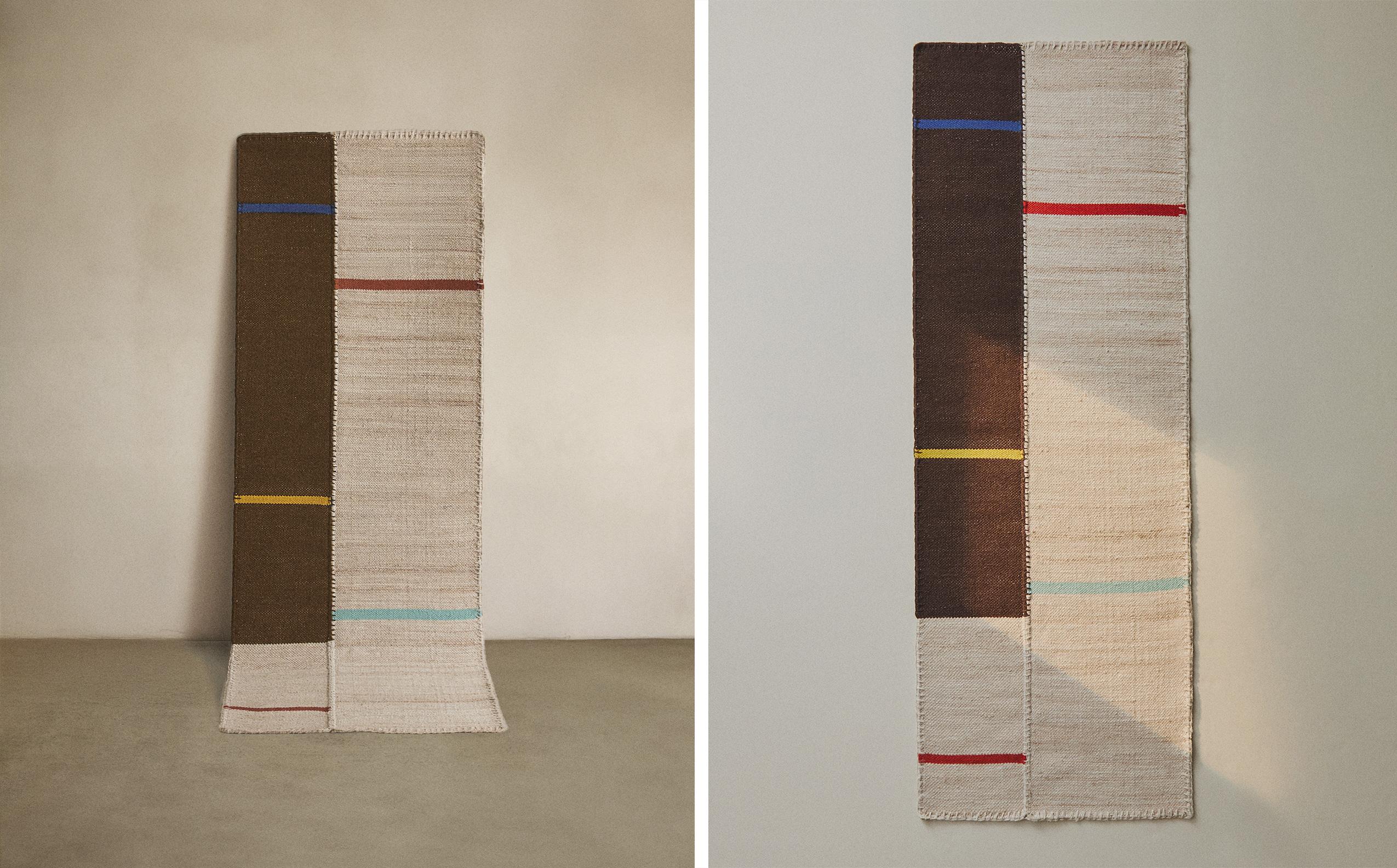 WOOL AND COTTON CARPET RUNNER WITH STITCHING X COLLAGERIE