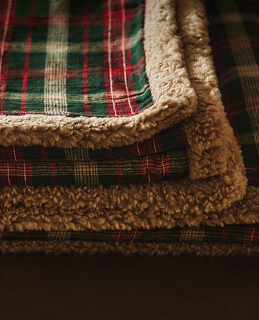 CHRISTMAS TARTAN CHECK FLANNEL THROW