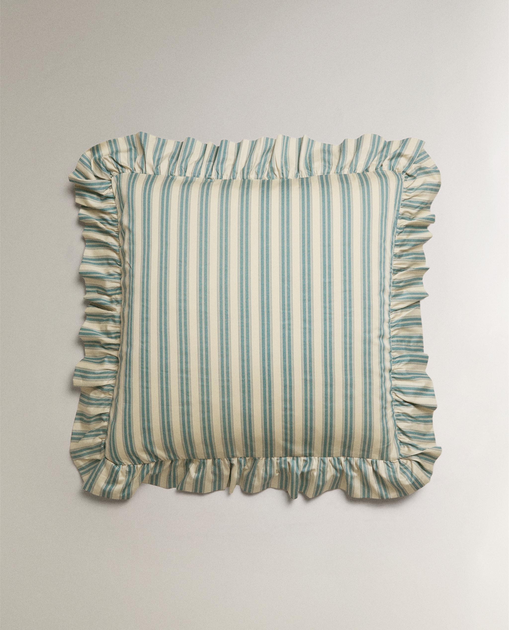 STRIPED PILLOWCASE WITH RUFFLE TRIM | KATHARINE POLE product thumbnail 3