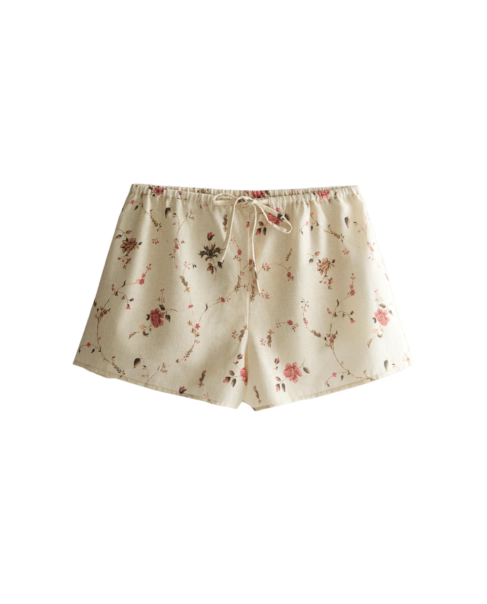 FLORAL COTTON AND LINEN SHORTS | KATHARINE POLE product thumbnail 5
