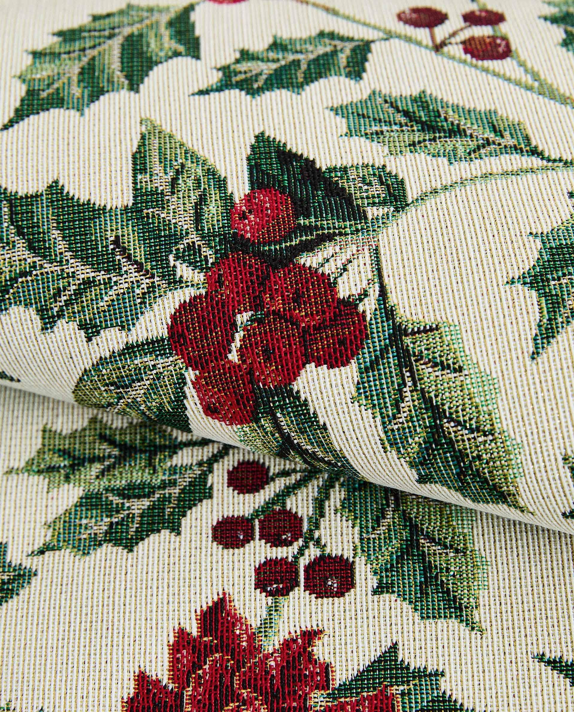 Christmas handmade table runner, red and green flower with parrot beaded table runner, Poinsettia runner, good 13x36inch