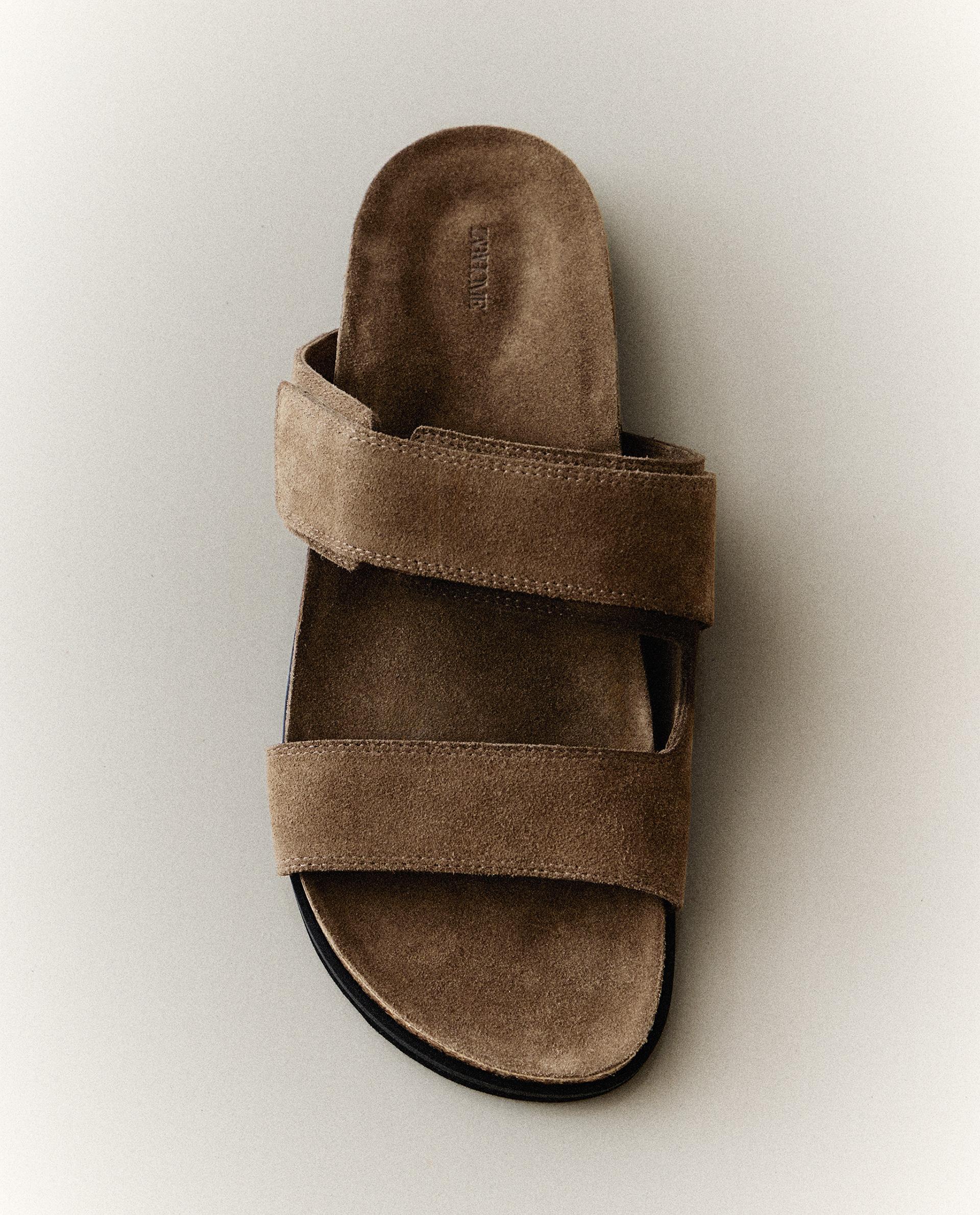 SPLIT LEATHER DOUBLE-STRAP SANDALS SPLIT LEATHER DOUBLE-STRAP SANDALS