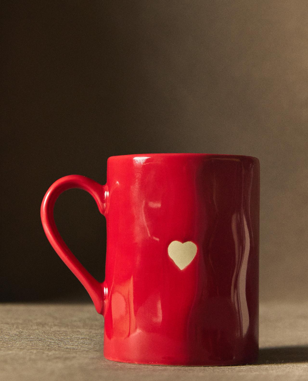 TASSE GRÈS CŒUR NOËL