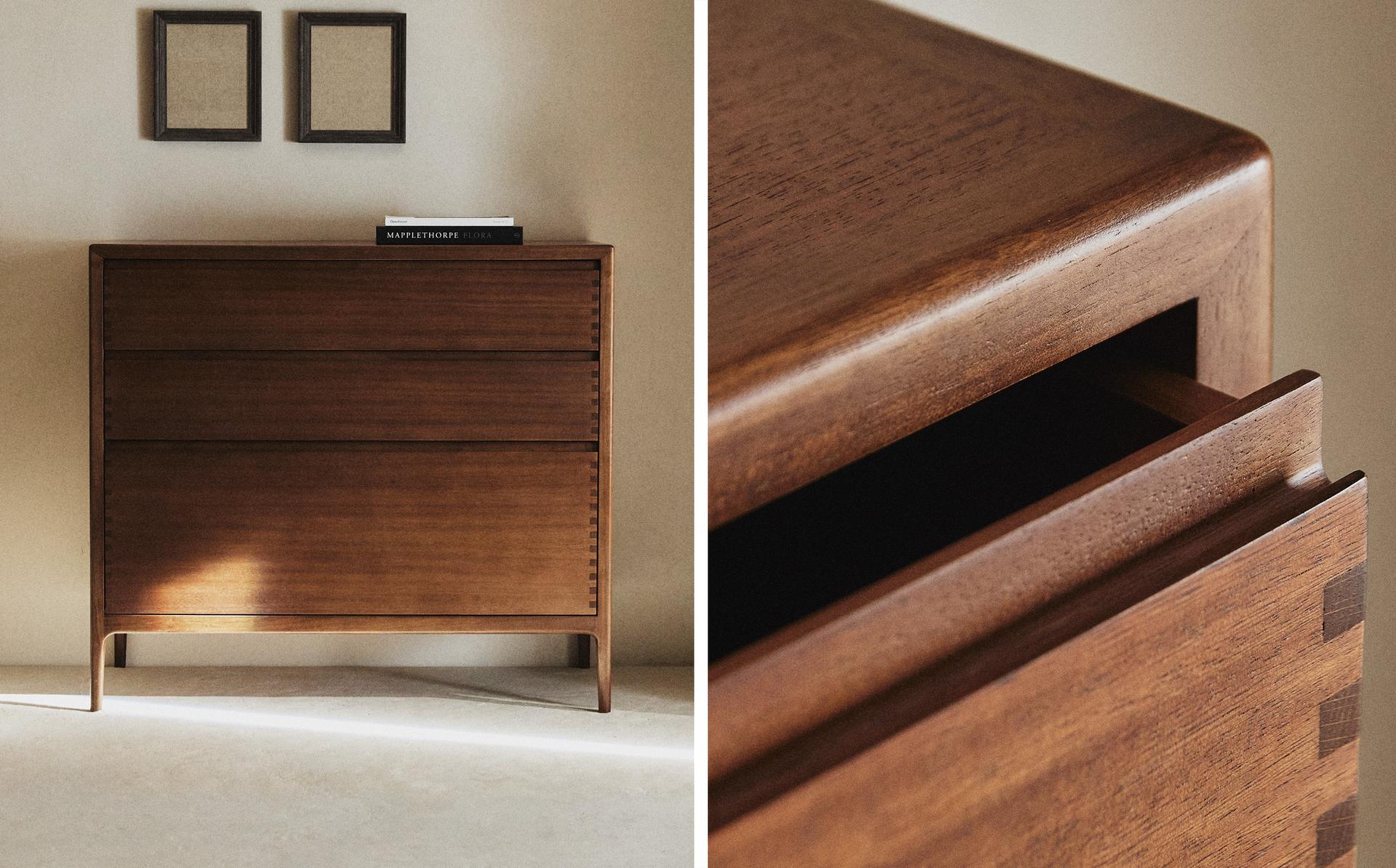 WOODEN THREE-DRAWER DRESSER WOODEN THREE-DRAWER DRESSER