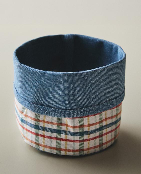 CESTA DE PAN ALGODÓN CUADROS CESTA DE PAN ALGODÓN CUADROS