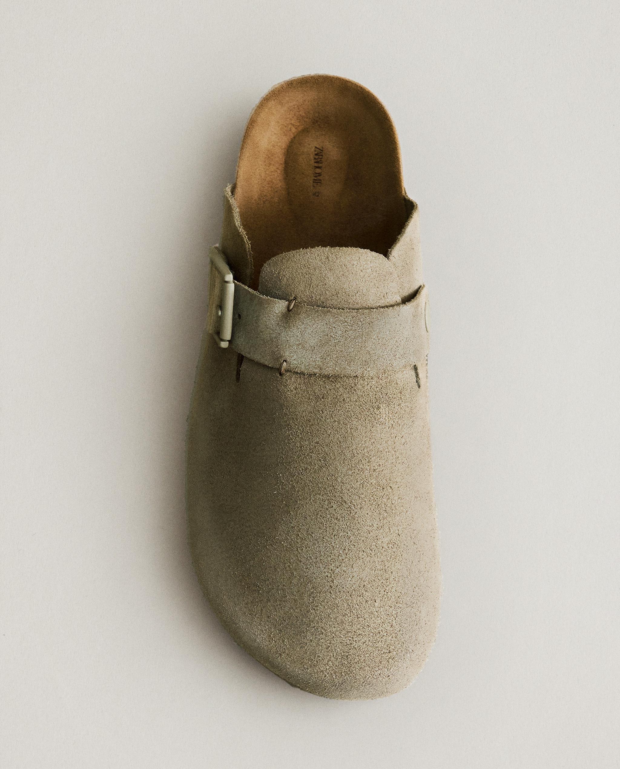 LEATHER CLOGS WITH BUCKLE AND TOPSTITCHING DETAIL product thumbnail 17