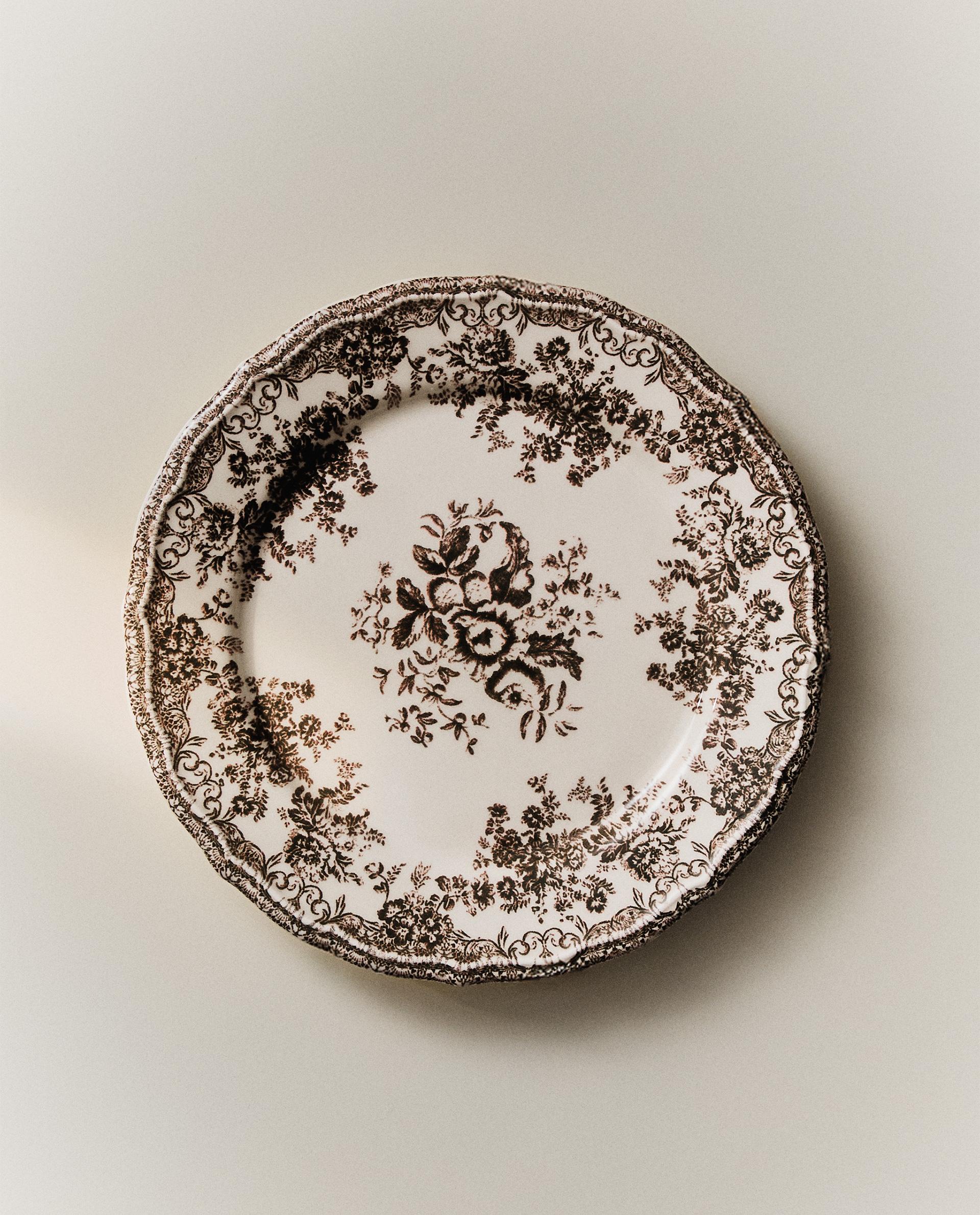 FLORAL EARTHENWARE DESSERT PLATE | Zara Home United Kingdom