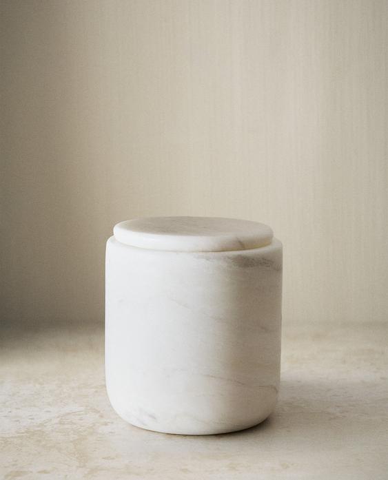 WHITE MARBLE BATHROOM ORGANISER JAR WHITE MARBLE BATHROOM ORGANISER JAR
