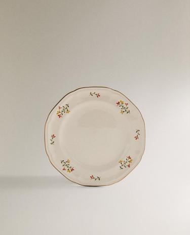 PORCELAIN SIDE PLATE WITH FLORAL PRINT