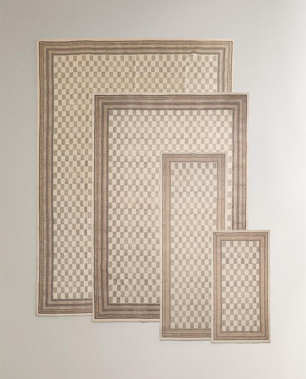 PAMUČNI TEPIH S BLOK DEZENOM