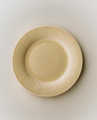 PLATO POSTRE GRES RAYADO
