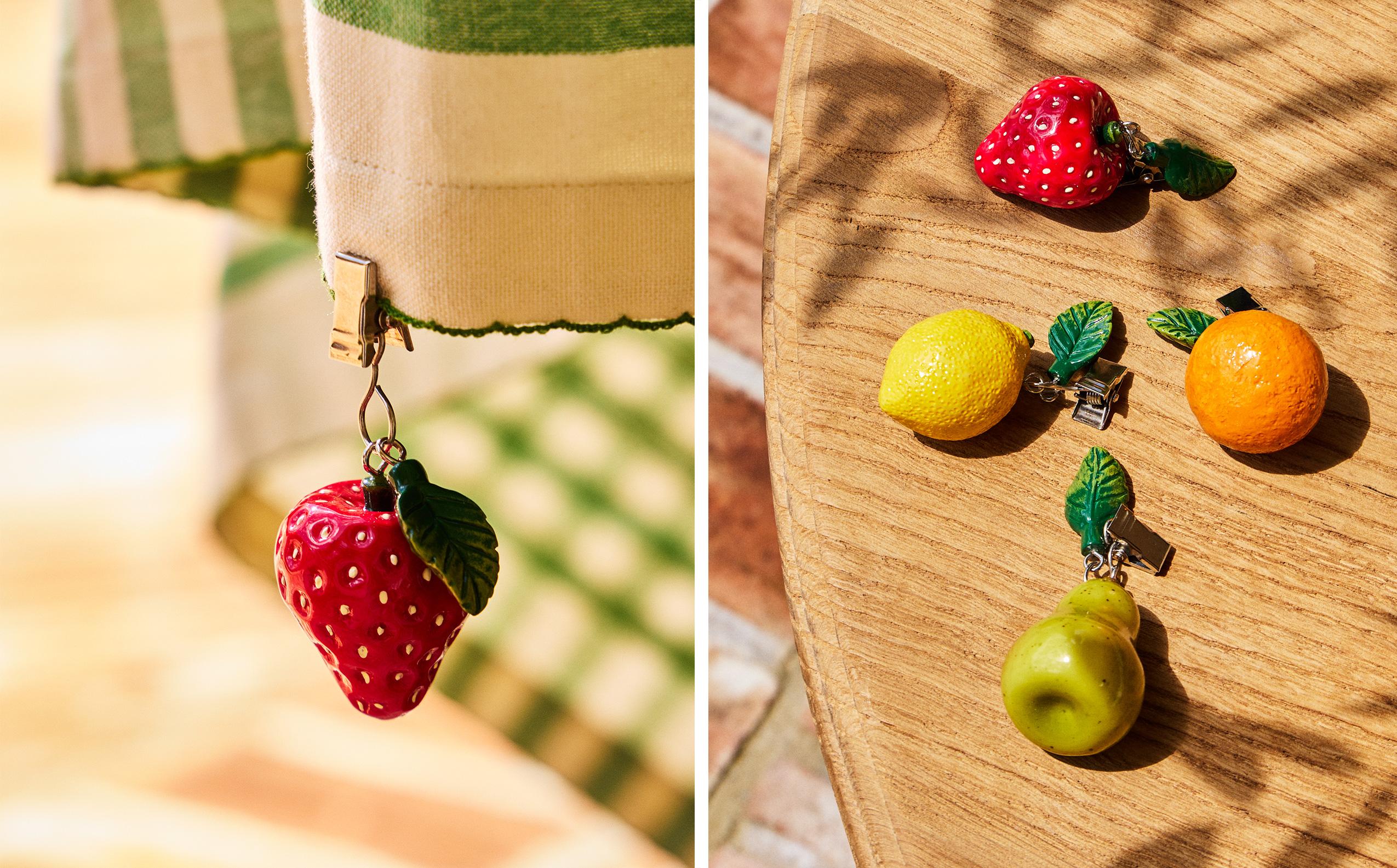 PACK OF FRUIT-SHAPED TABLECLOTH PEGS (PACK OF 4)