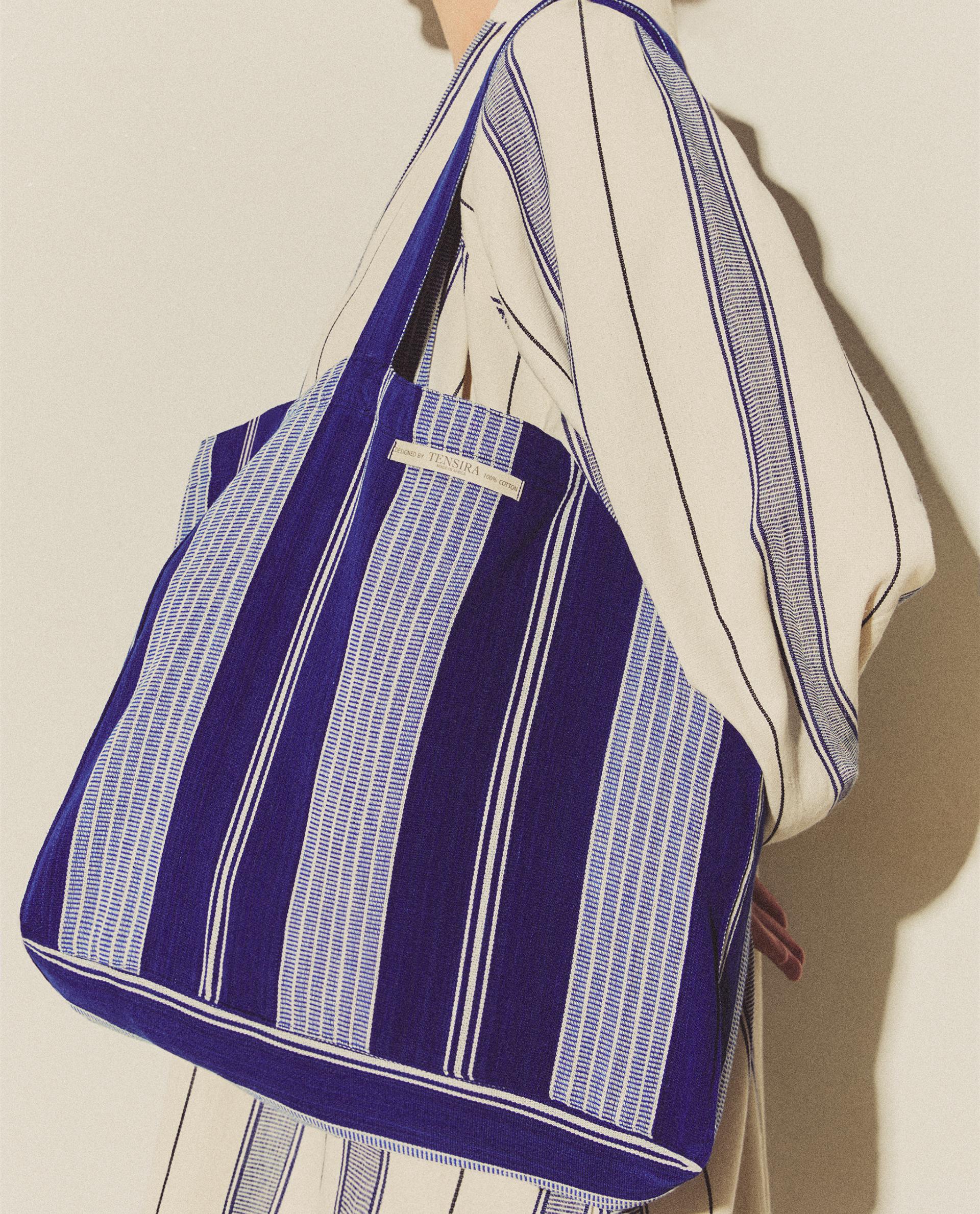 STRIPED COTTON TOTE BAG X TENSIRA