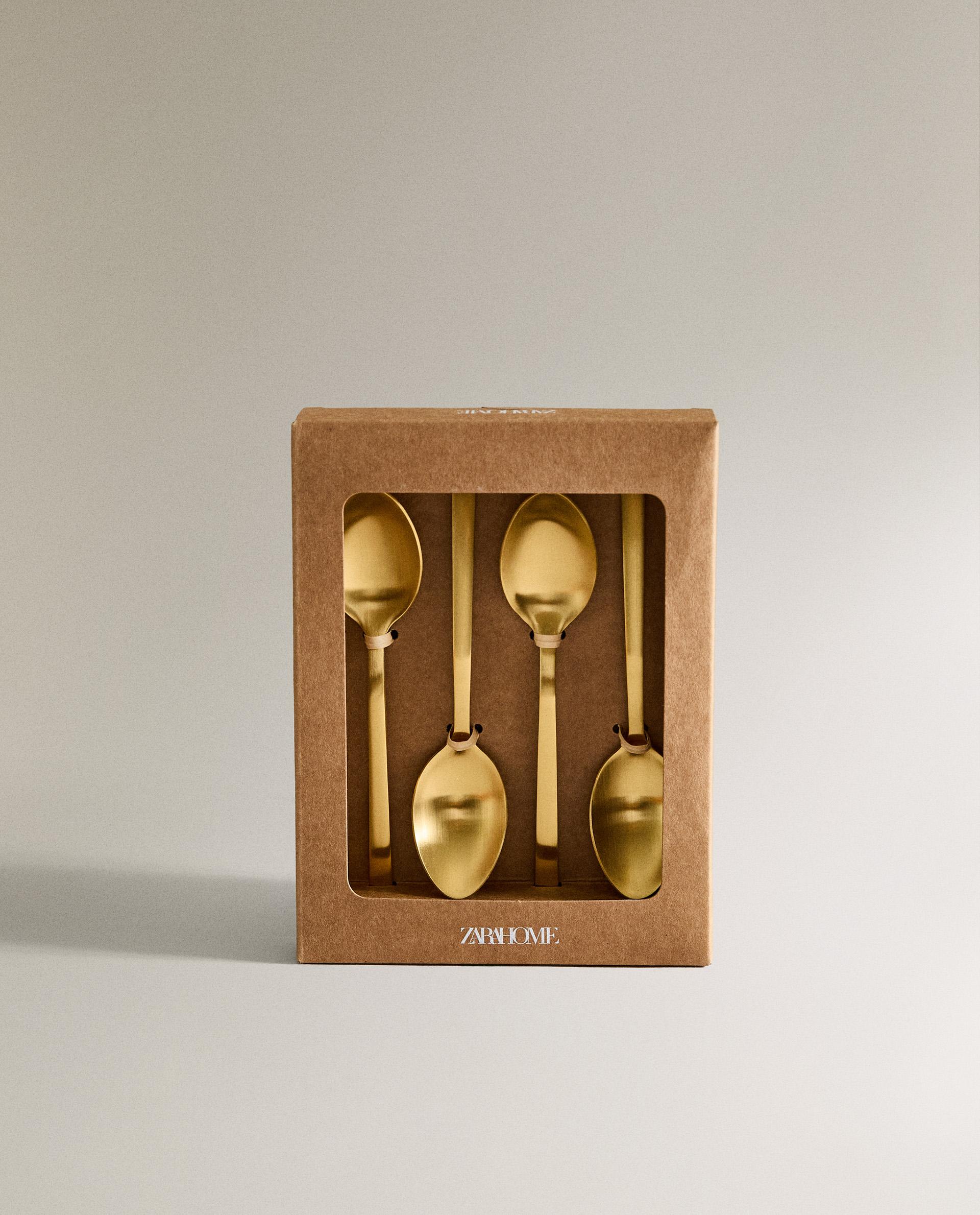 PACK OF GOLDEN STEEL DESSERT SPOONS (PACK OF 4) product thumbnail 4