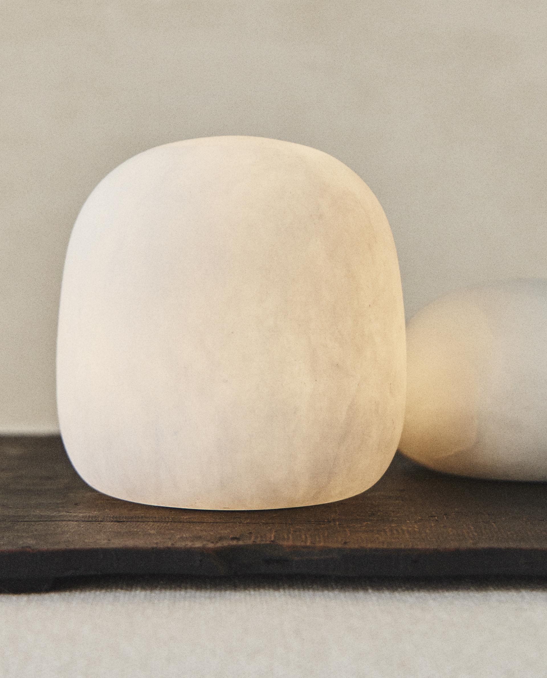 ALABASTER SEMI-OVAL TABLE LAMP
