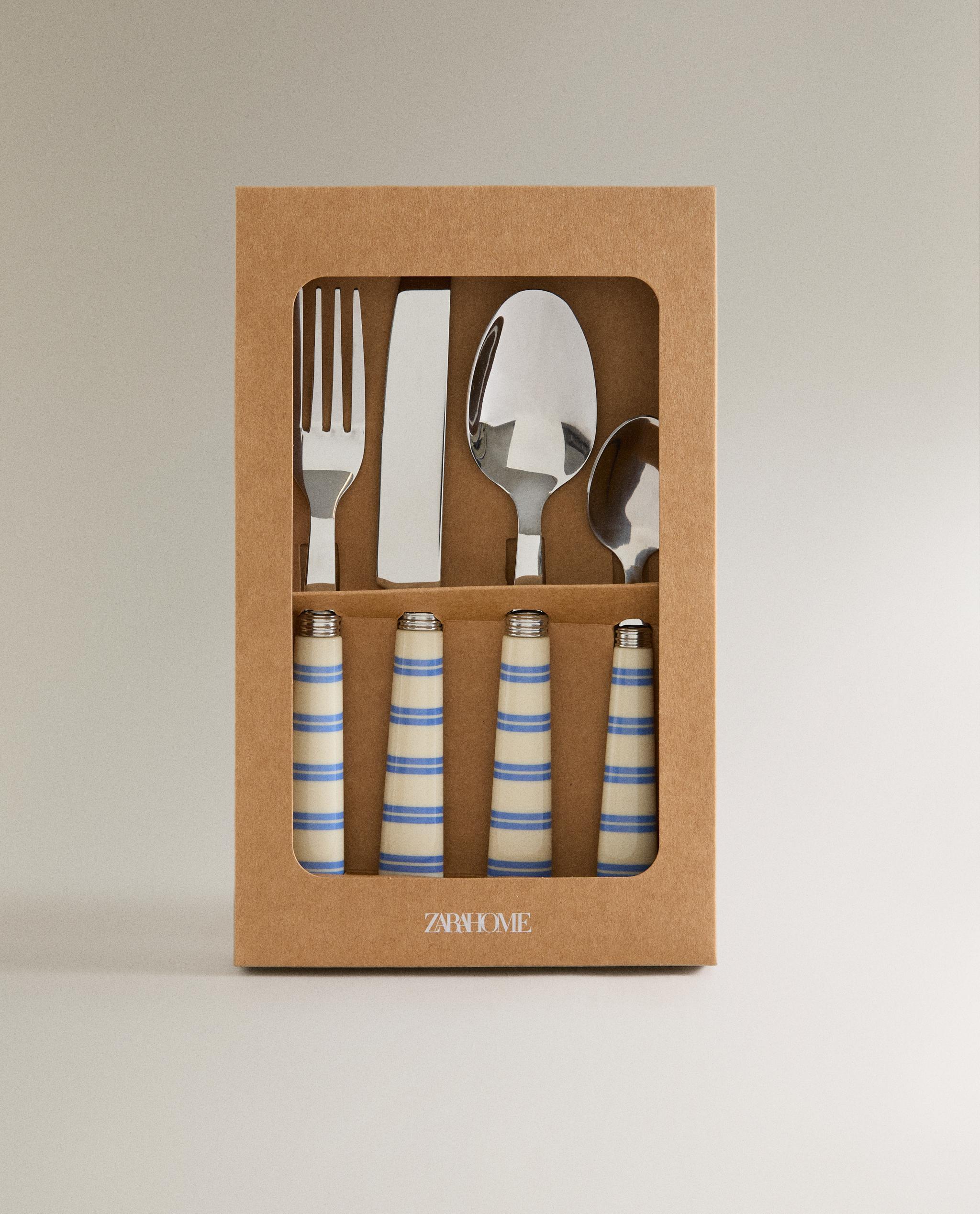 CUTLERY SET WITH STRIPED HANDLE (SET OF 4) product thumbnail 3