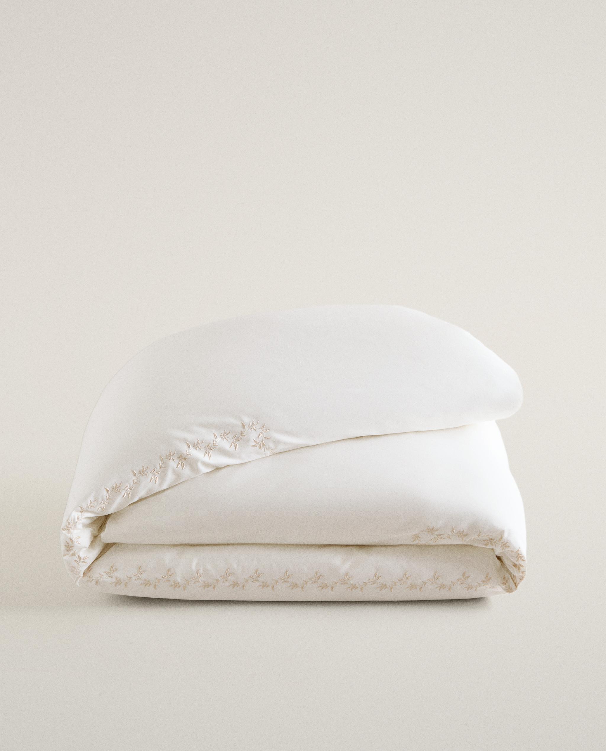 SATEEN DUVET COVER WITH EMBROIDERED LEAVES product thumbnail 20