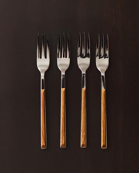 PACK OF DESSERT FORKS WITH WOOD-EFFECT HANDLES (PACK OF 4) PACK OF DESSERT FORKS WITH WOOD-EFFECT HANDLES (PACK OF 4)