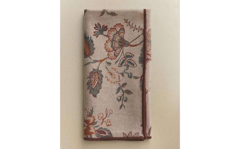 CONJUNTO DE GUARDANAPOS COM ESTAMPA FLORAL E PESPONTO (CONJUNTO DE 2)