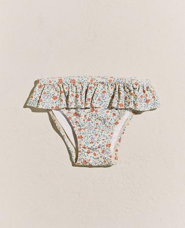 BIKINIBROEKJE MET TROPISCHE BLOEMEN EN RUCHES VOOR KIDS