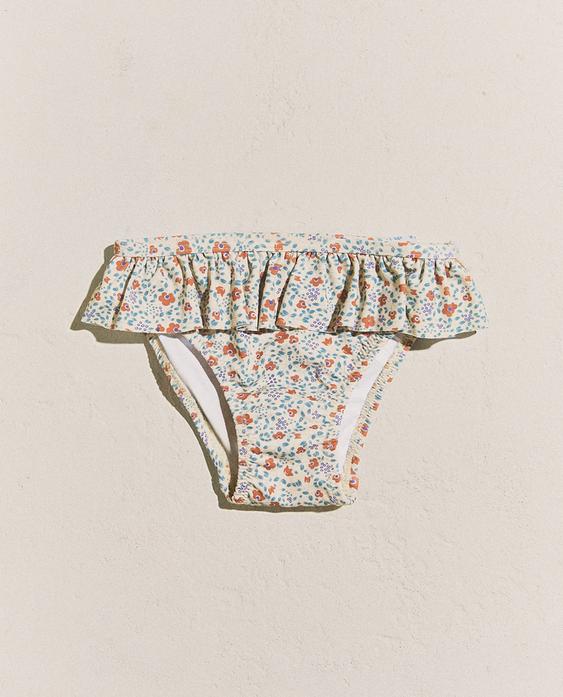 KIDS’ TROPICAL FLORAL RUFFLED BEACH BIKINI BOTTOMS