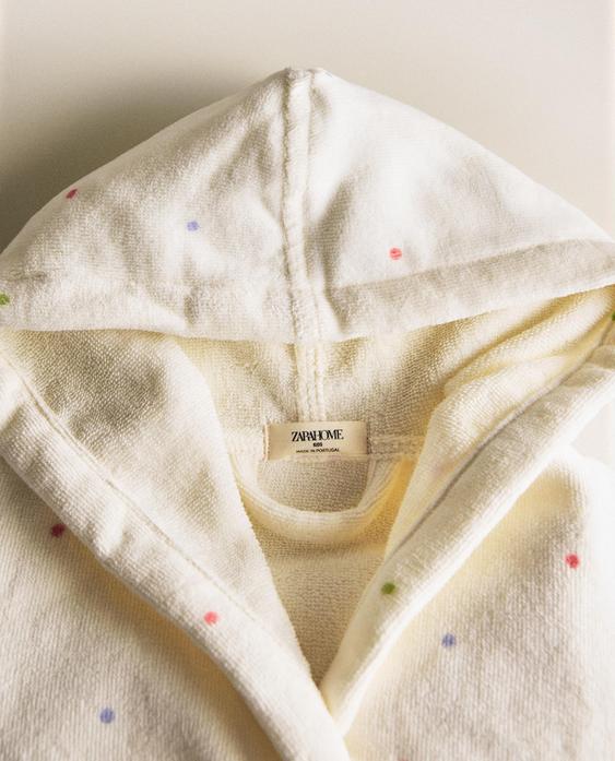 키즈 도트 벨루어 샤워 가운