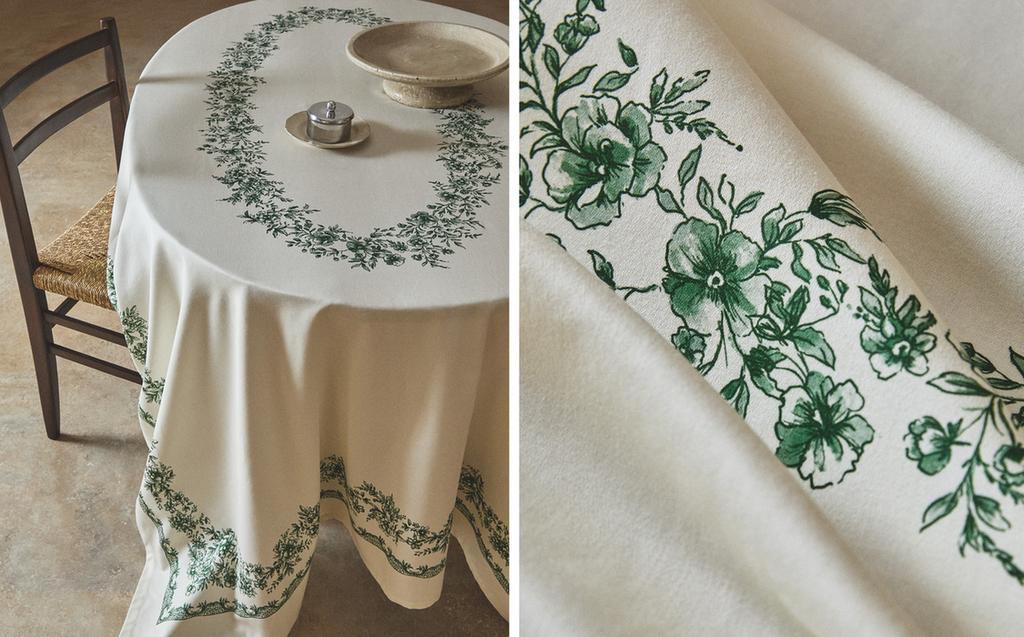 مفرش مائدة ساتان بأزهار