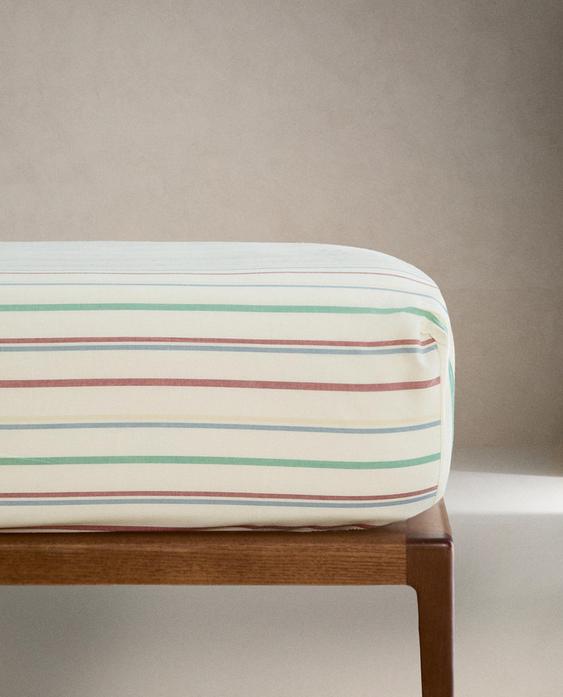 KIDS' MULTICOLOURED STRIPED FITTED SHEET KIDS' MULTICOLOURED STRIPED FITTED SHEET