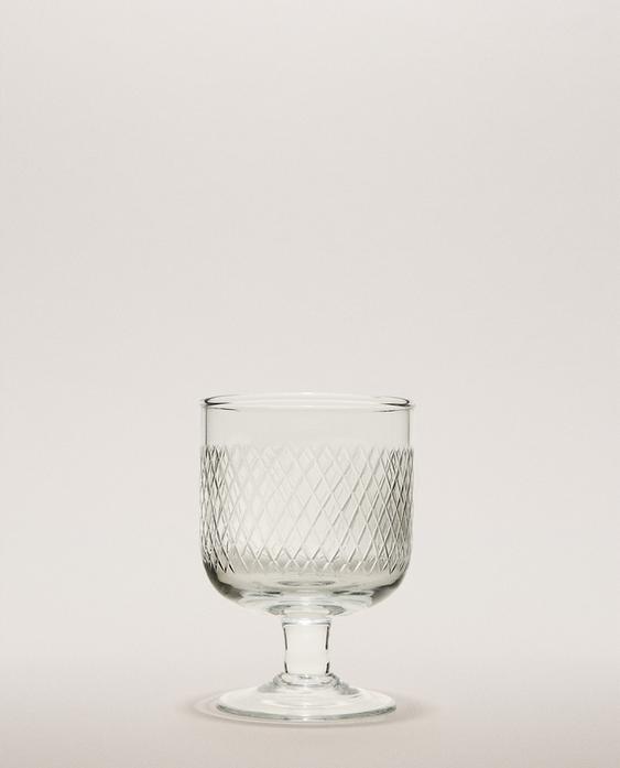 CARVED GLASS GOBLET