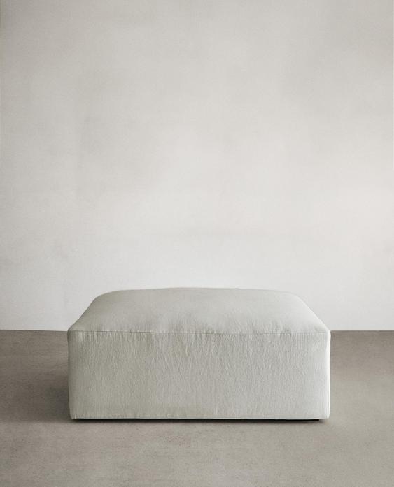 WASHED LINEN POUF