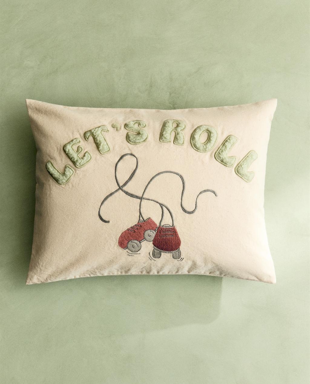 CAPA DE ALMOFADA INFANTIL DE ALGODÃO LET`S ROLL