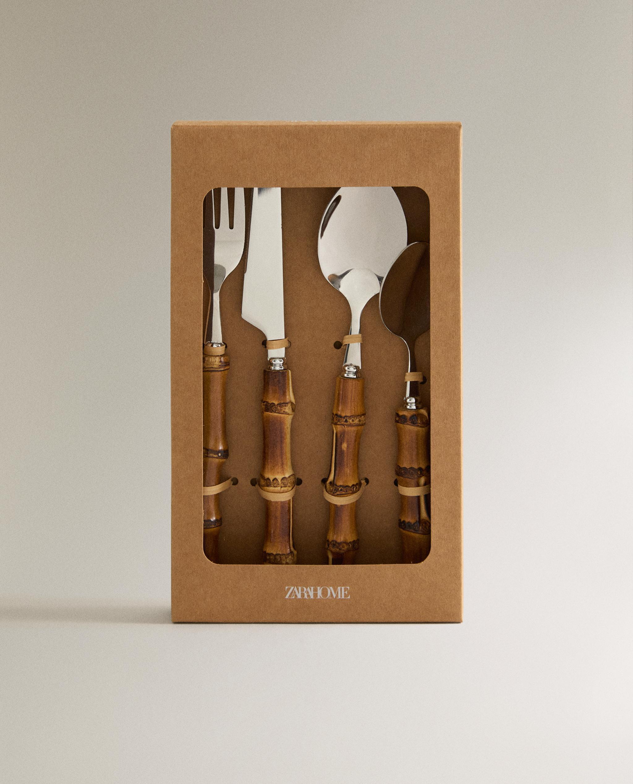 4-PIECE CUTLERY SET WITH BAMBOO HANDLE product thumbnail 4