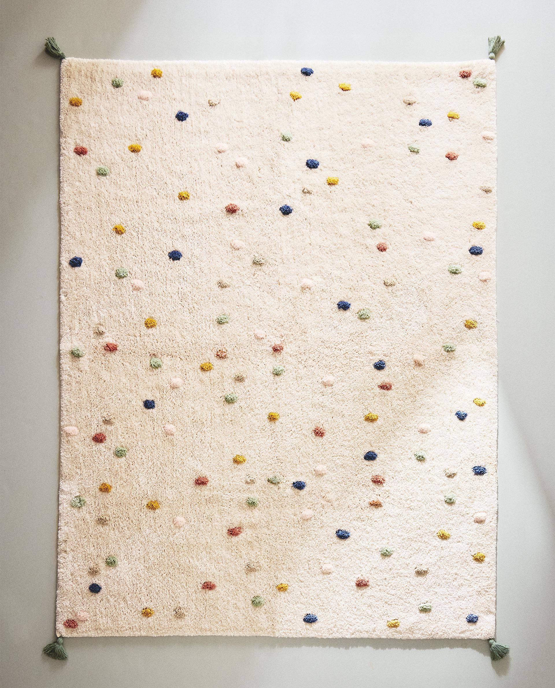 Kids Multicolored Polka Dot Cotton Area Rug