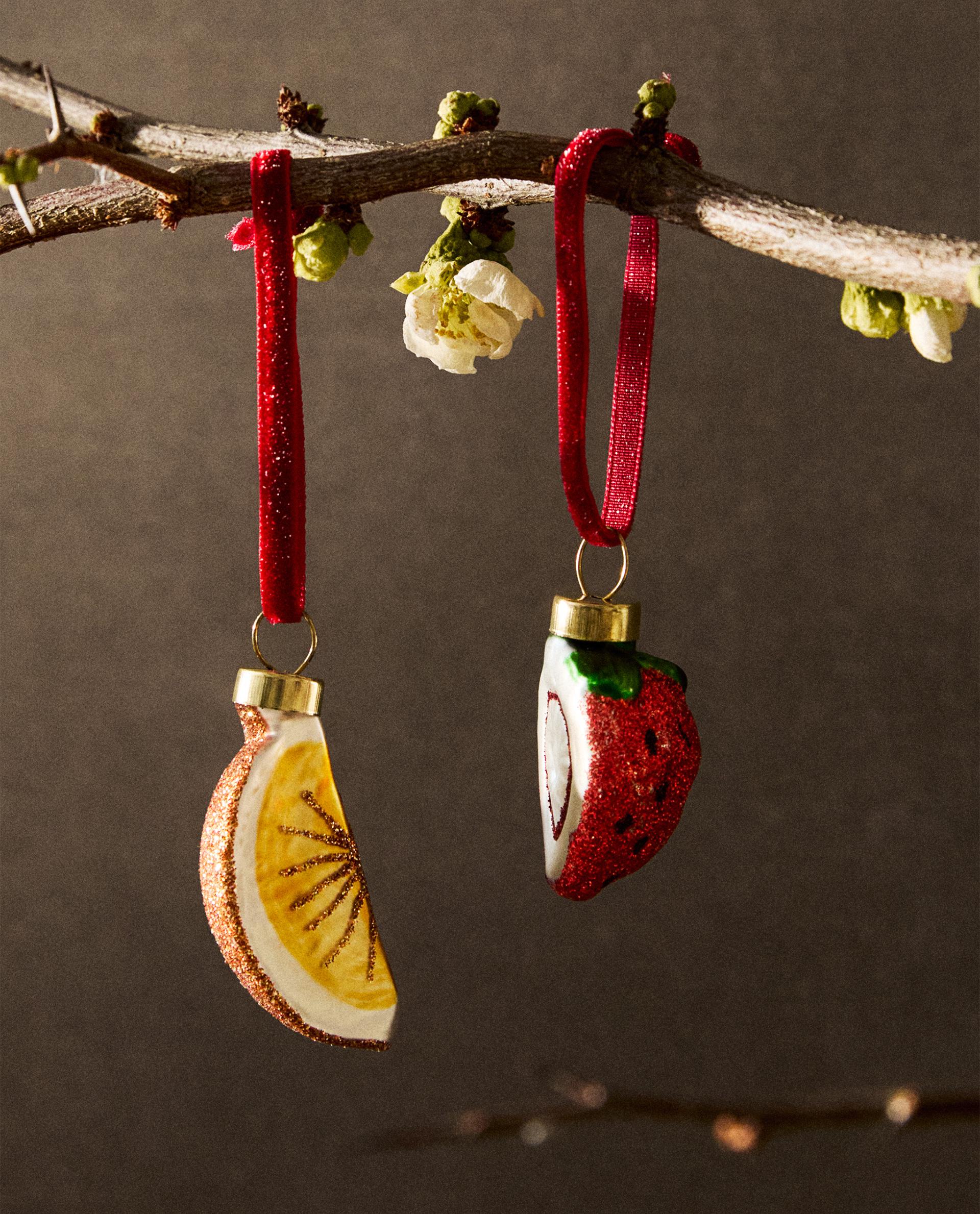 SET OF GLASS FRUIT TREE DECORATIONS (SET OF 5)