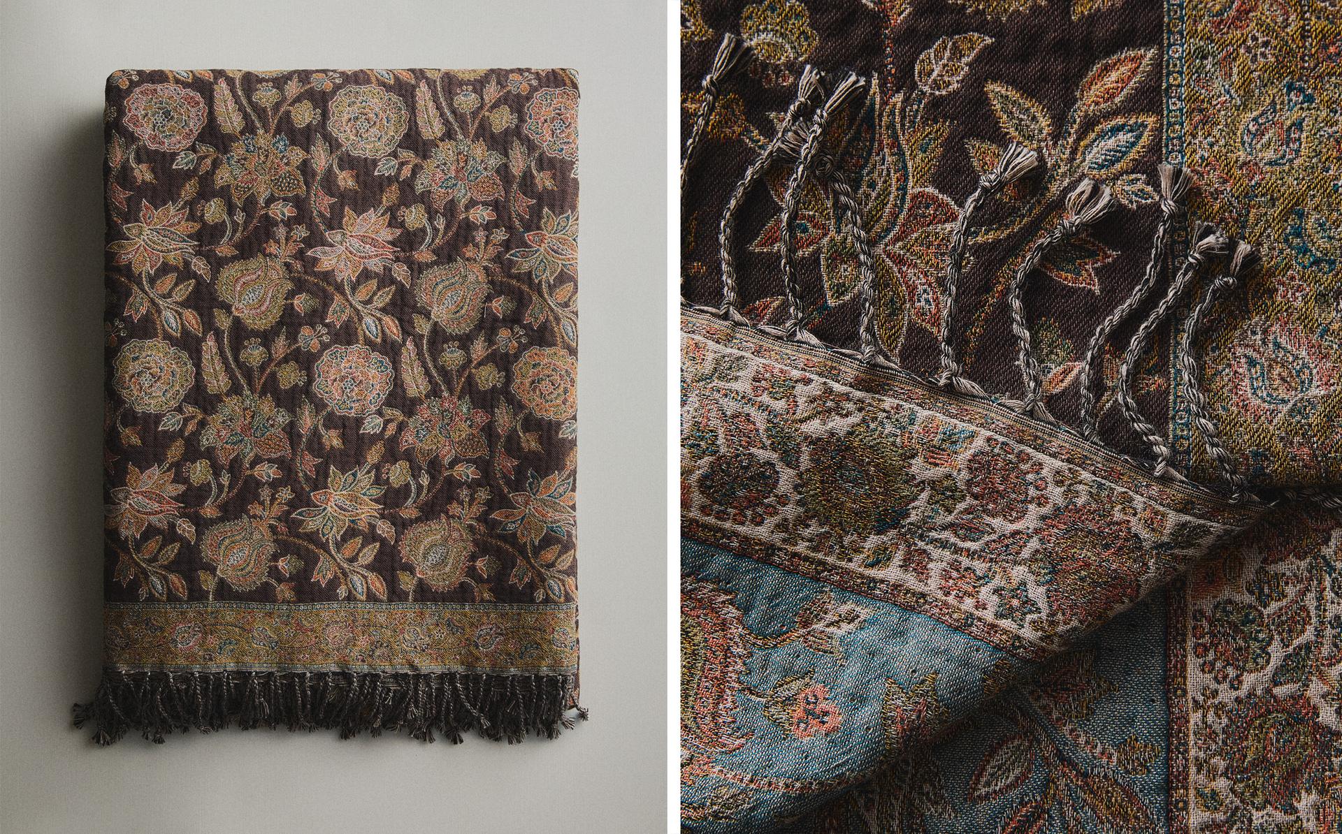 FLORAL JACQUARD THROW FLORAL JACQUARD THROW