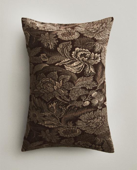 FLORAL JACQUARD CUSHION COVER FLORAL JACQUARD CUSHION COVER