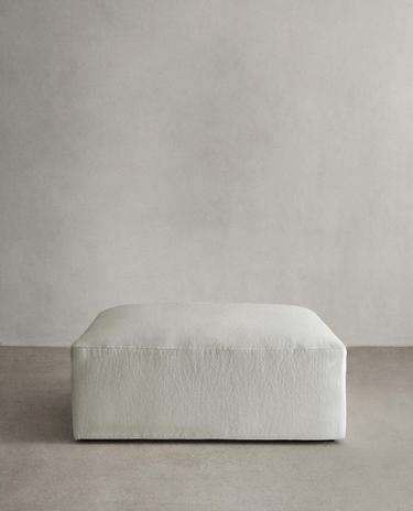 WASHED LINEN POUF