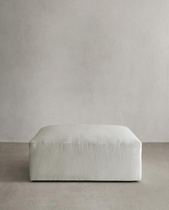 WASHED LINEN POUF