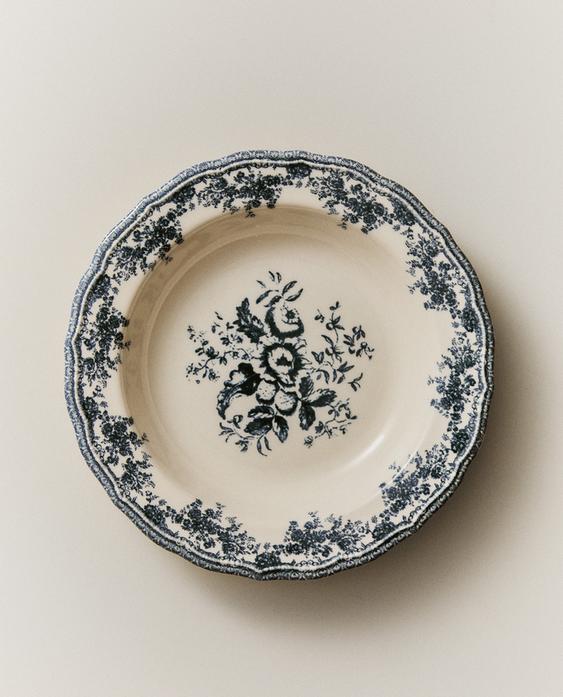 ASSIETTE CREUSE FAÏENCE FLORALE