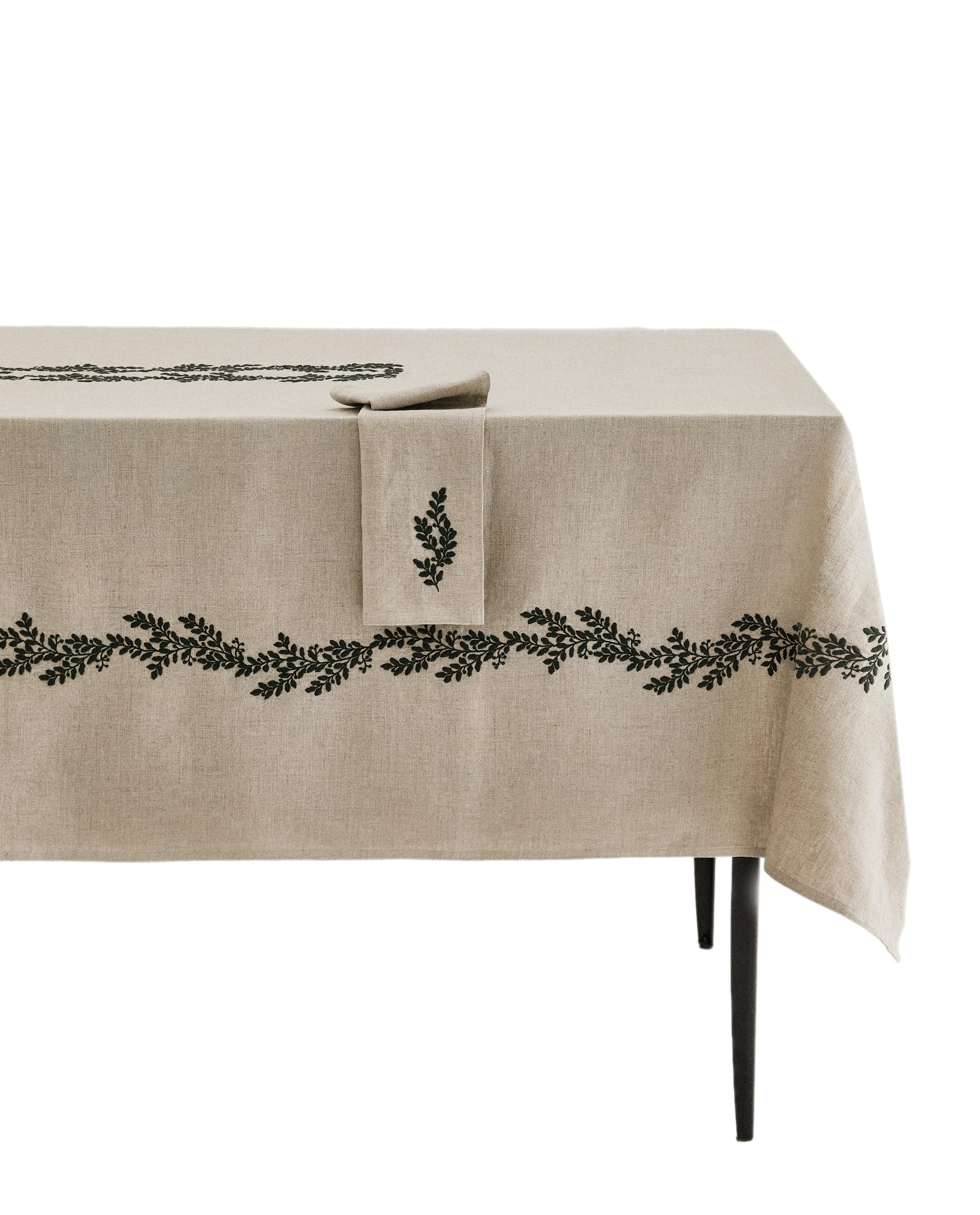 リネン グリーンリーフ クリスマス テーブルクロス | Zara Home 日本/Japan