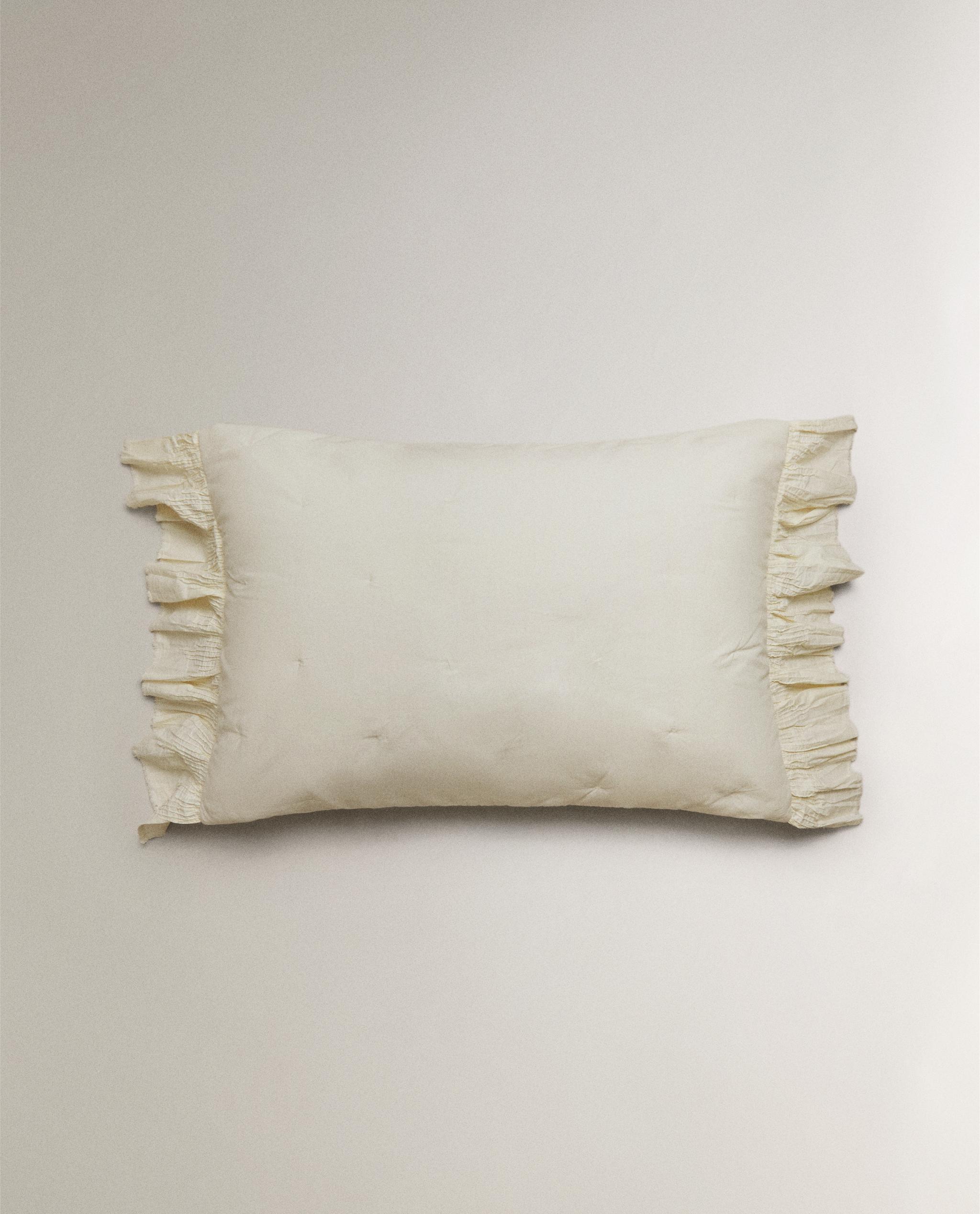 COTTON QUILTED CUSHION COVER WITH RUFFLE TRIM product thumbnail 3