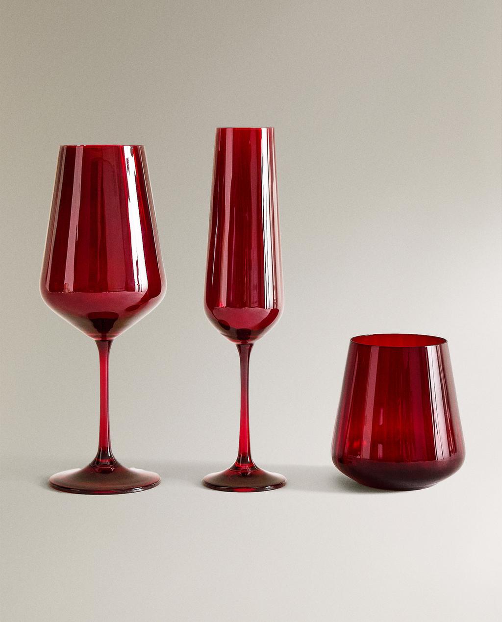 COLOURED CRYSTALLINE CHRISTMAS GLASSWARE SET