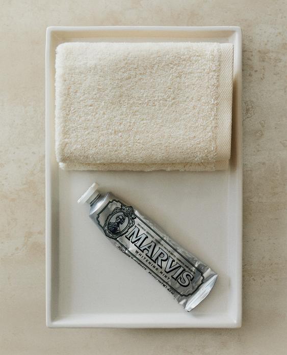 WHITE EARTHENWARE BATHROOM TRAY WHITE EARTHENWARE BATHROOM TRAY