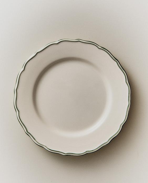 AARDEWERKEN DINERBORD MET CONTRAST RAND AARDEWERKEN DINERBORD MET CONTRAST RAND