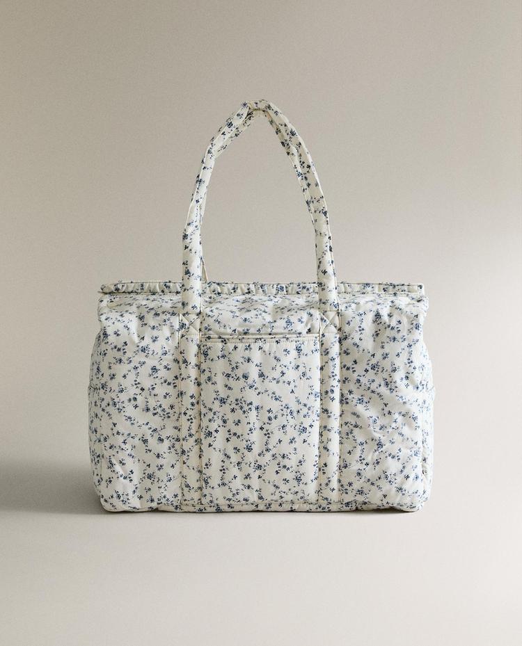 BLUE FLORAL COTTON MATERNITY BAG