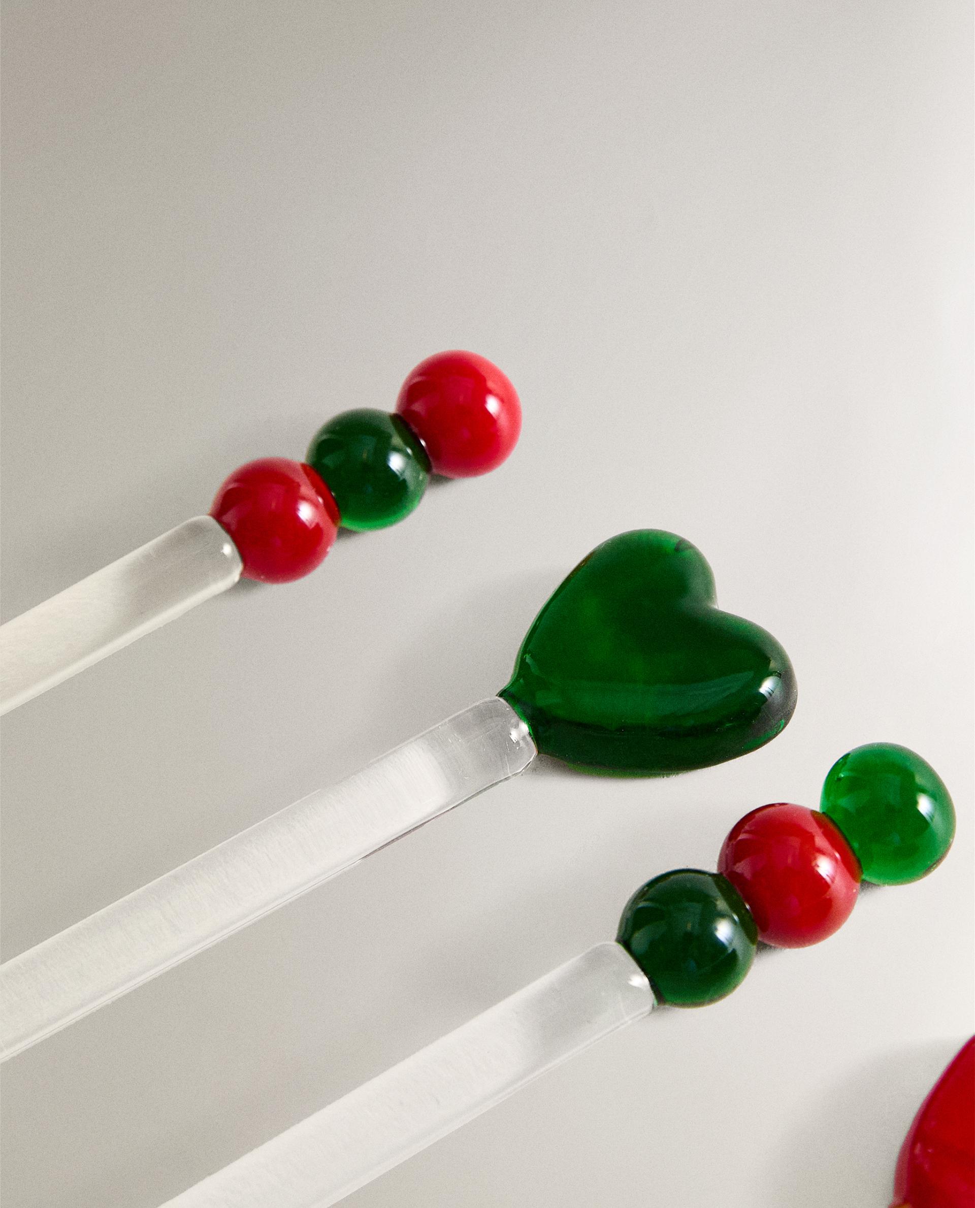 PACK OF CHRISTMAS GLASS DESSERT SPOONS (PACK OF 4)