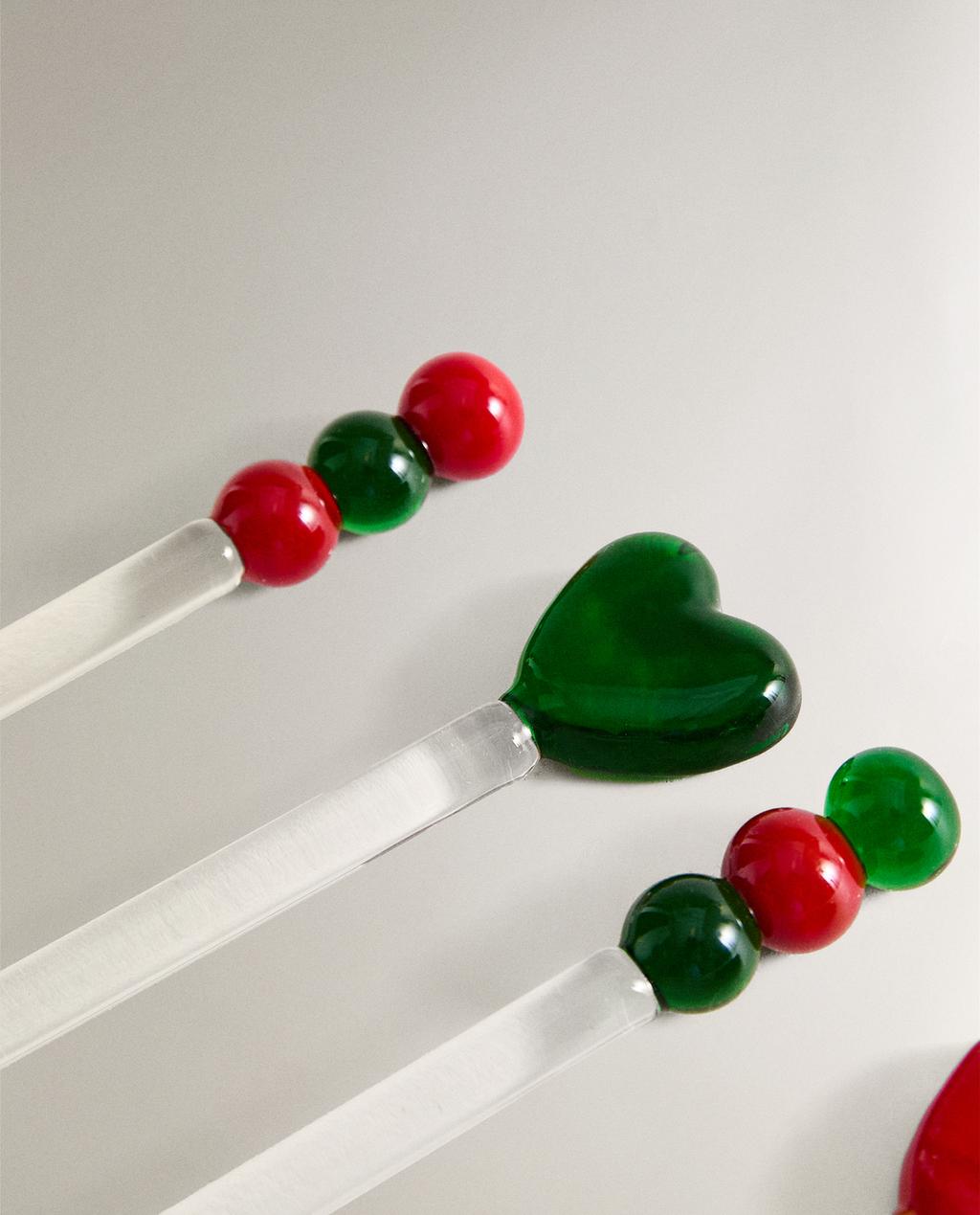 SET OF CHRISTMAS GLASS DESSERT SPOONS (SET OF 4)