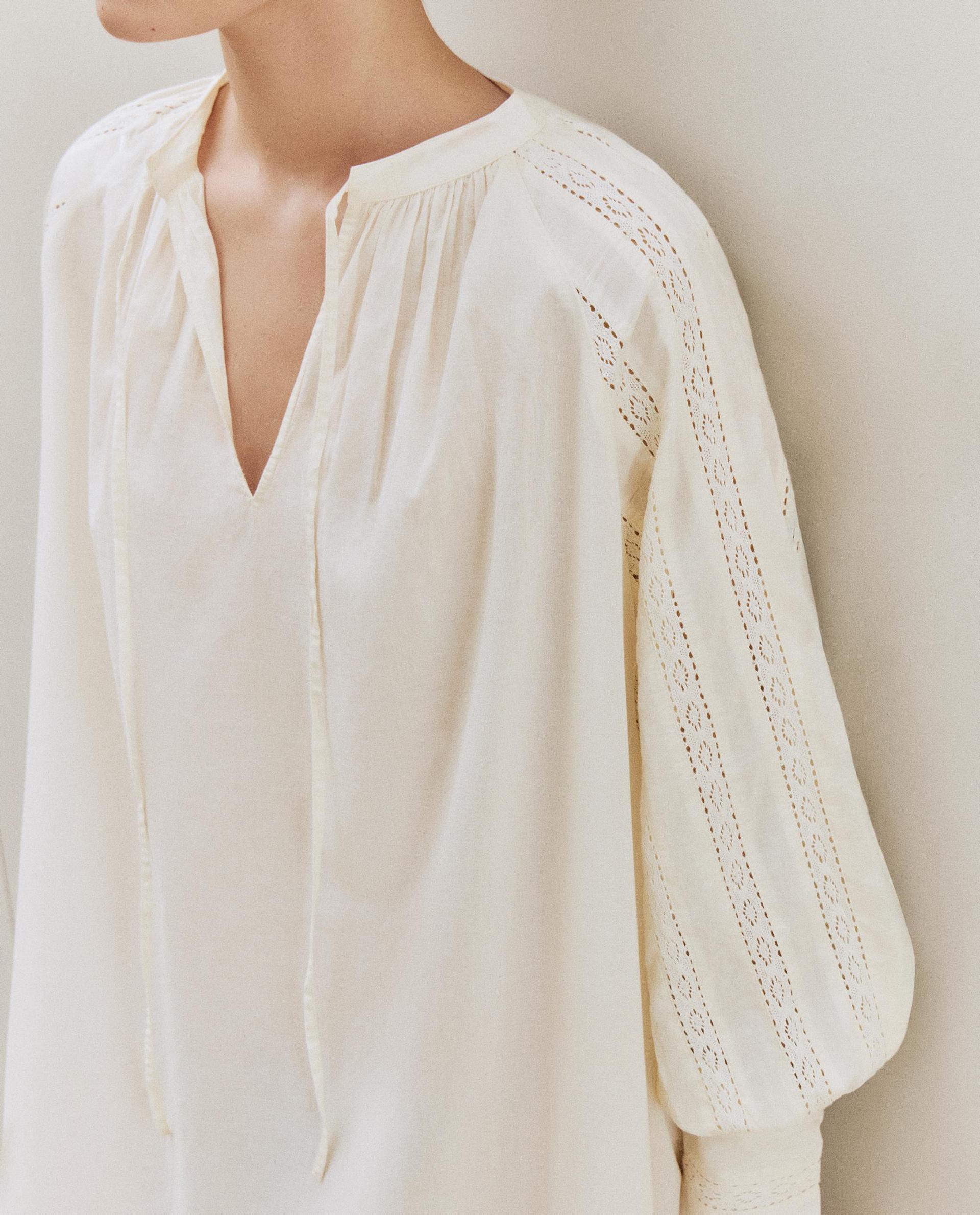 CHEMISE DE NUIT COTON DENTELLE AJOURÉE CHEMISE DE NUIT COTON DENTELLE AJOURÉE